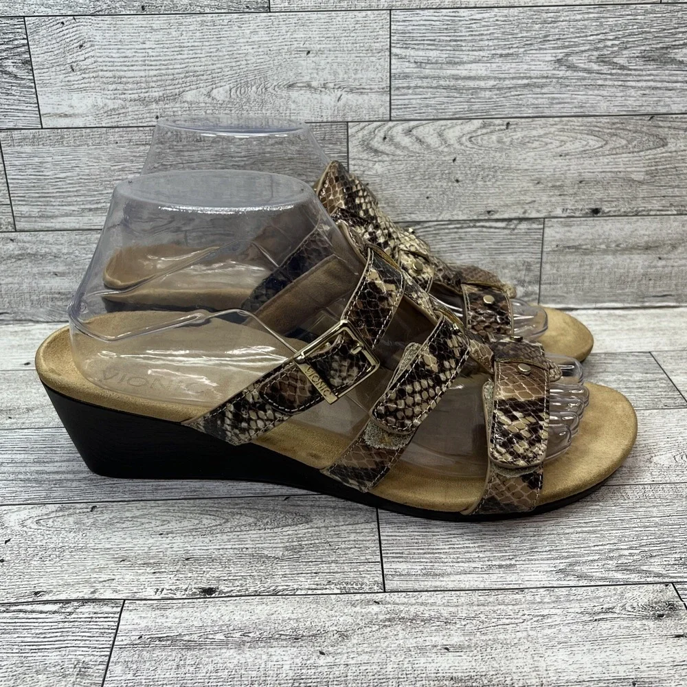 Vionic‎ Radia 381 Wedge Sandal Snakeskin Print Women Size 8 US